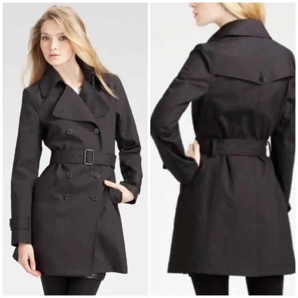 New York & Company Double Breasted Wool Blend Pea Coat Charcoal, Women's Size M